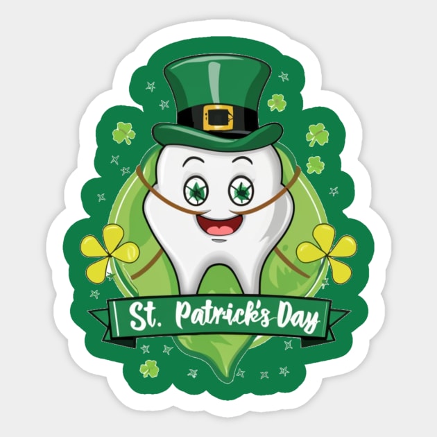 happy st patrick's day tooth, for funny dentist Sticker by Justin green